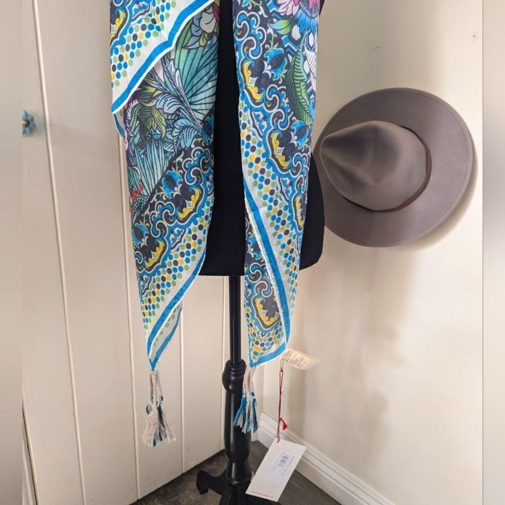 Johnny Was 100% Floral Scarf Boho Chic Whimsical Fairy Elevated Coastal Glam - Picture 3 of 10